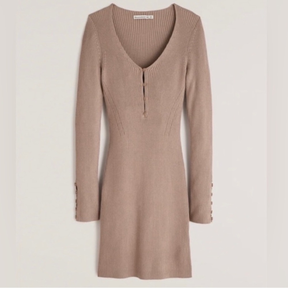 Abercrombie & Fitch Ribbed Long Sleeve Dress PETITE